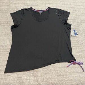 Reebok Play Dry Lane Bryant Black SS Top with Tie Side Size 22/24